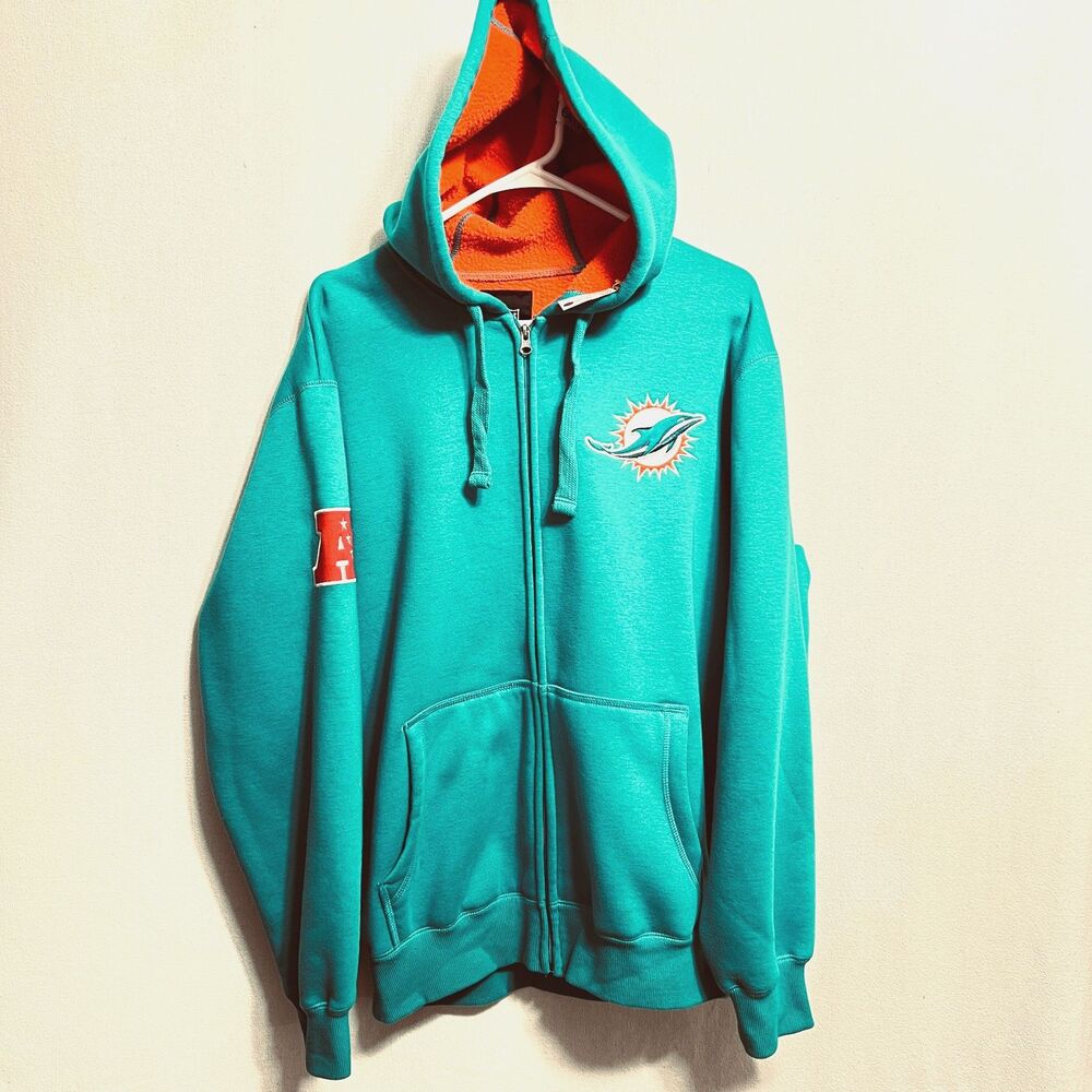 Miami Dolphins Hoodie Football Men Medium G-III Fleece Lined Embroiderd Zip Coat